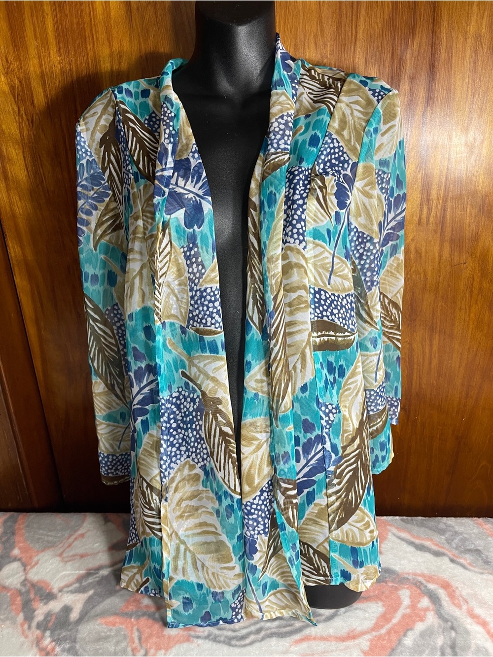 Bon Worth Teal, Blue & Brown Tropical Cover-Up